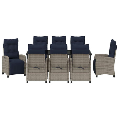 vidaXL Garden Dining Set with Cushion 9 pcs Grey Poly Rattan