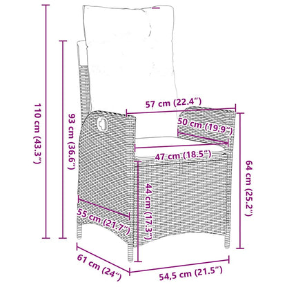 vidaXL Garden Dining Set with Cushion 5 pcs Grey and Black Rattan