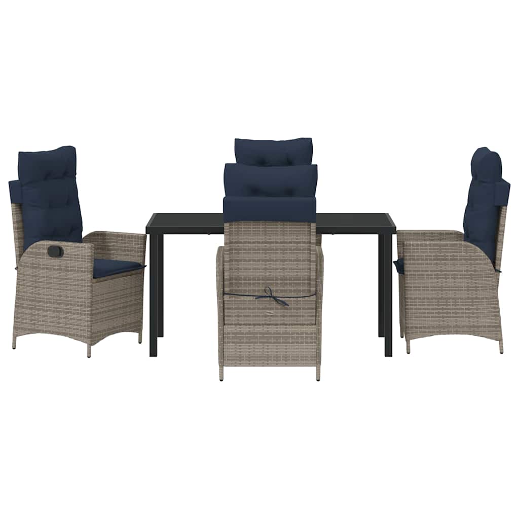 vidaXL Garden Dining Set with Cushion 5 pcs Grey and Black Rattan