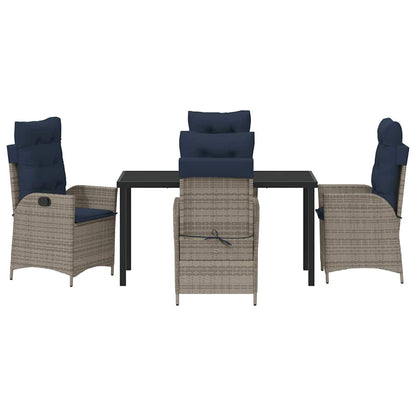 vidaXL Garden Dining Set with Cushion 5 pcs Grey and Black Rattan