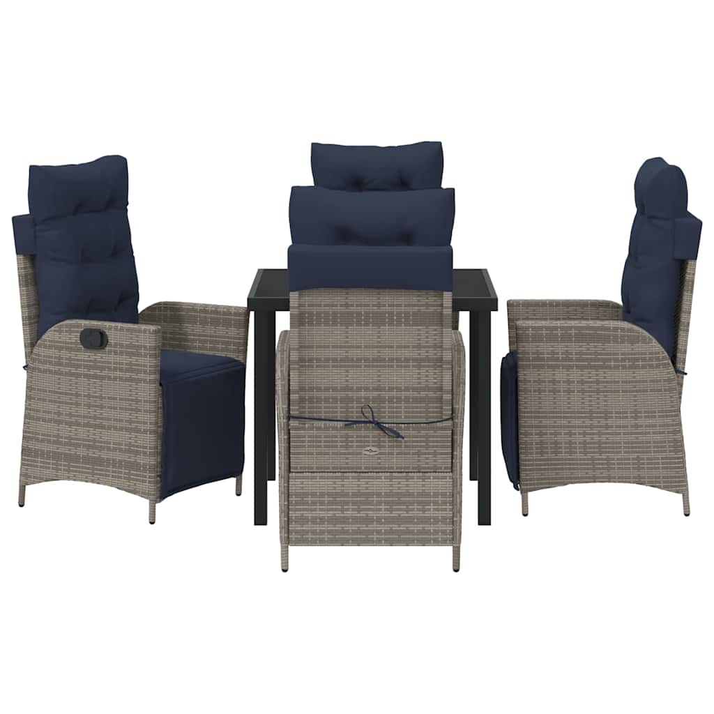 vidaXL Garden Dining Set with Cushion 5 pcs Grey and Black Rattan