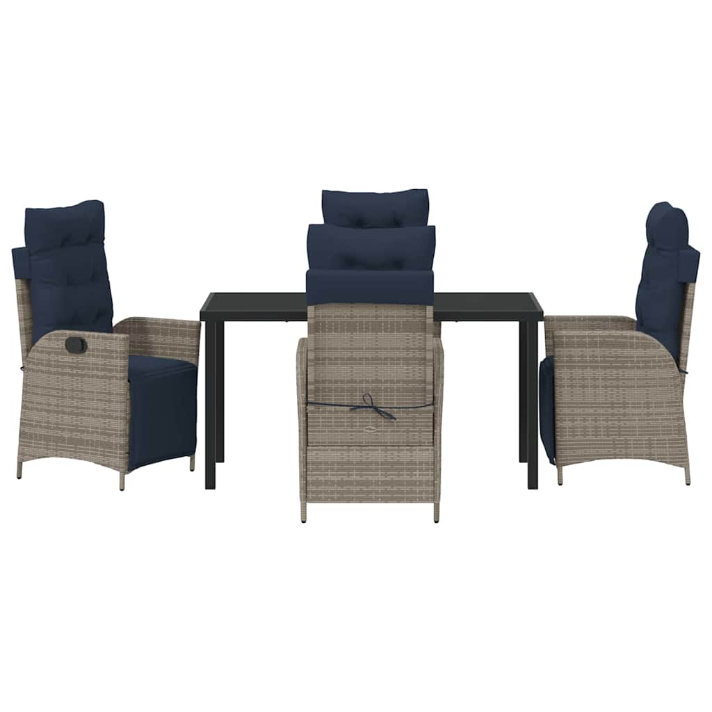 vidaXL Garden Dining Set with Cushion 5 pcs Grey and Black Rattan