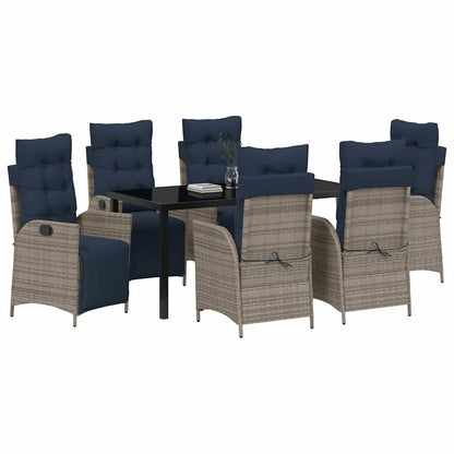 vidaXL Garden Dining Set with Cushion 7 pcs Grey and Black Rattan