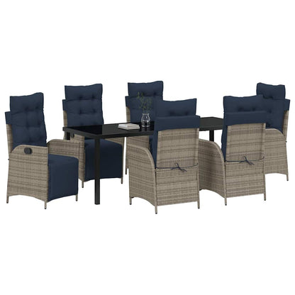 vidaXL Garden Dining Set with Cushion 7 pcs Grey and Black Rattan