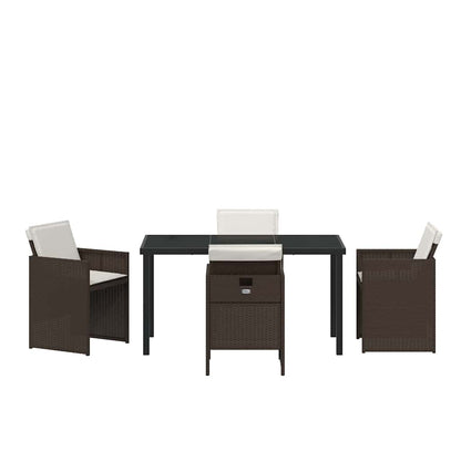 vidaXL Garden Dining Set 5 pcs Brown Poly Rattan
