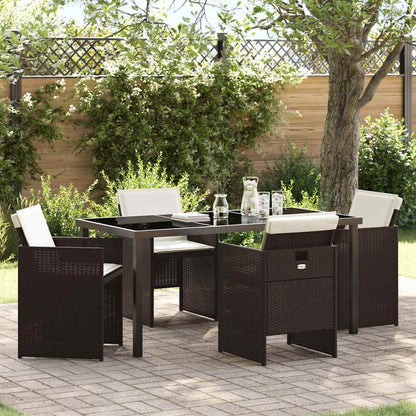 vidaXL Garden Dining Set 5 pcs Brown Poly Rattan