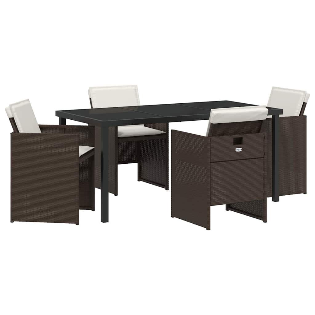 vidaXL Garden Dining Set 5 pcs Brown Poly Rattan