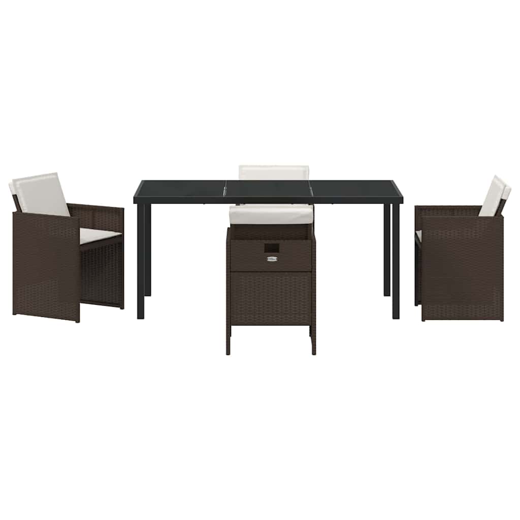 vidaXL Garden Dining Set 5 pcs Brown Poly Rattan