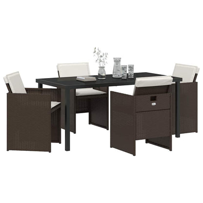 vidaXL Garden Dining Set 5 pcs Brown Poly Rattan