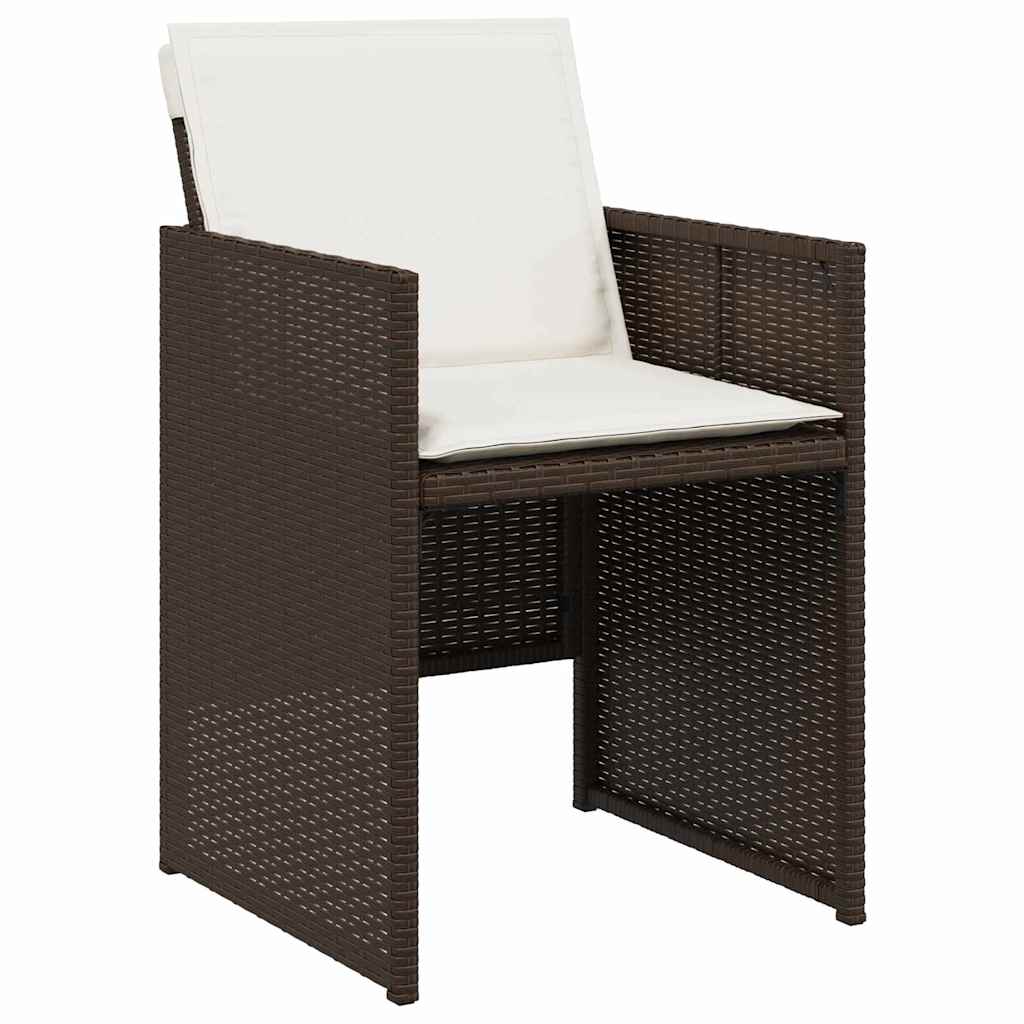 vidaXL Garden Dining Set 9 pcs Brown Poly Rattan