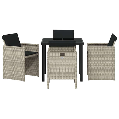 vidaXL Garden Dining Set 5 pcs Light Grey Poly Rattan