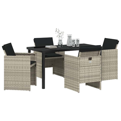vidaXL Garden Dining Set 5 pcs Light Grey Poly Rattan