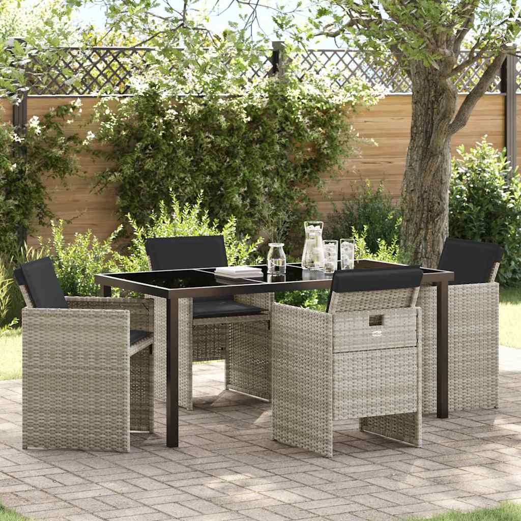 vidaXL Garden Dining Set 5 pcs Light Grey Poly Rattan
