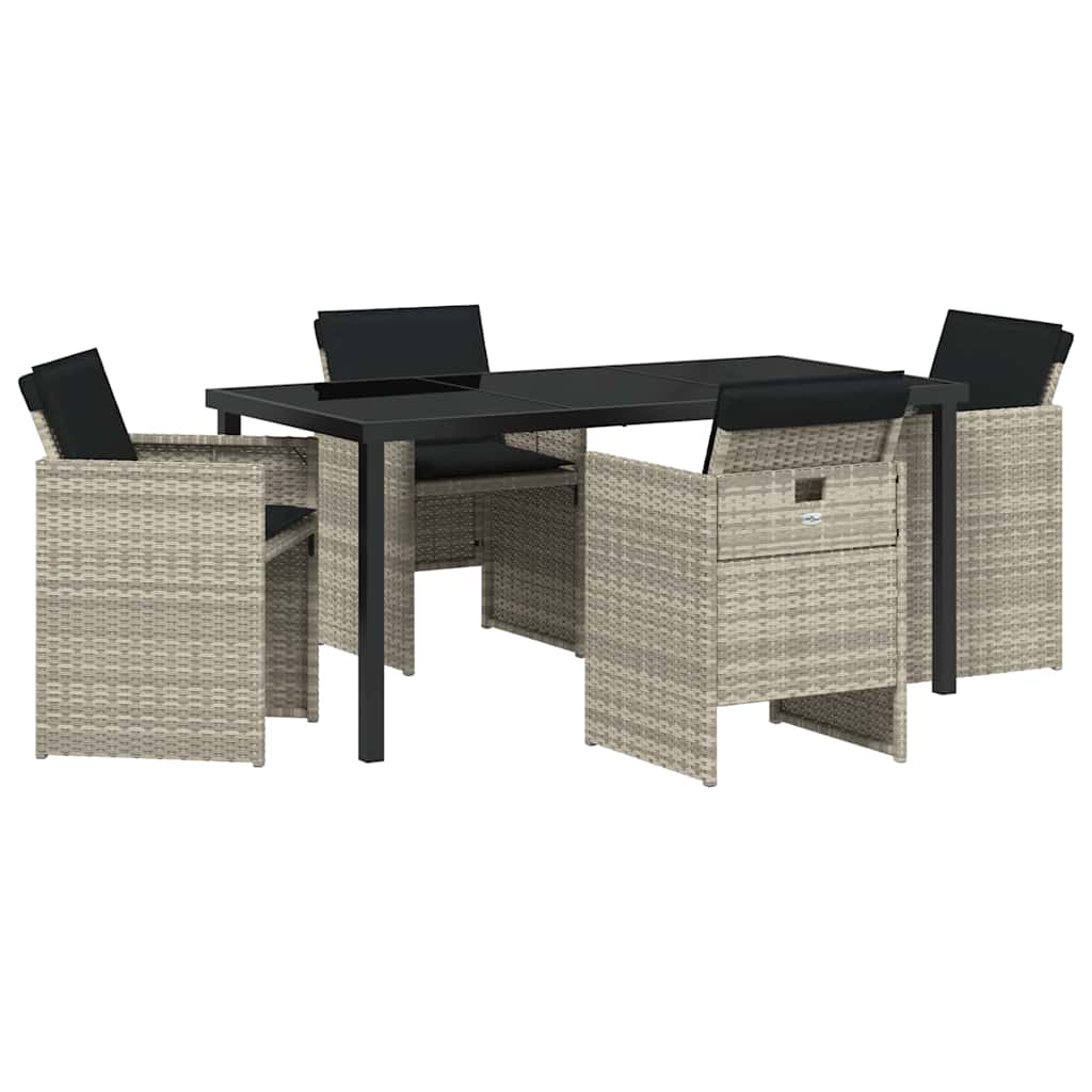 vidaXL Garden Dining Set 5 pcs Light Grey Poly Rattan