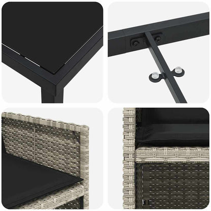 vidaXL Garden Dining Set 9 pcs Light Grey Poly Rattan
