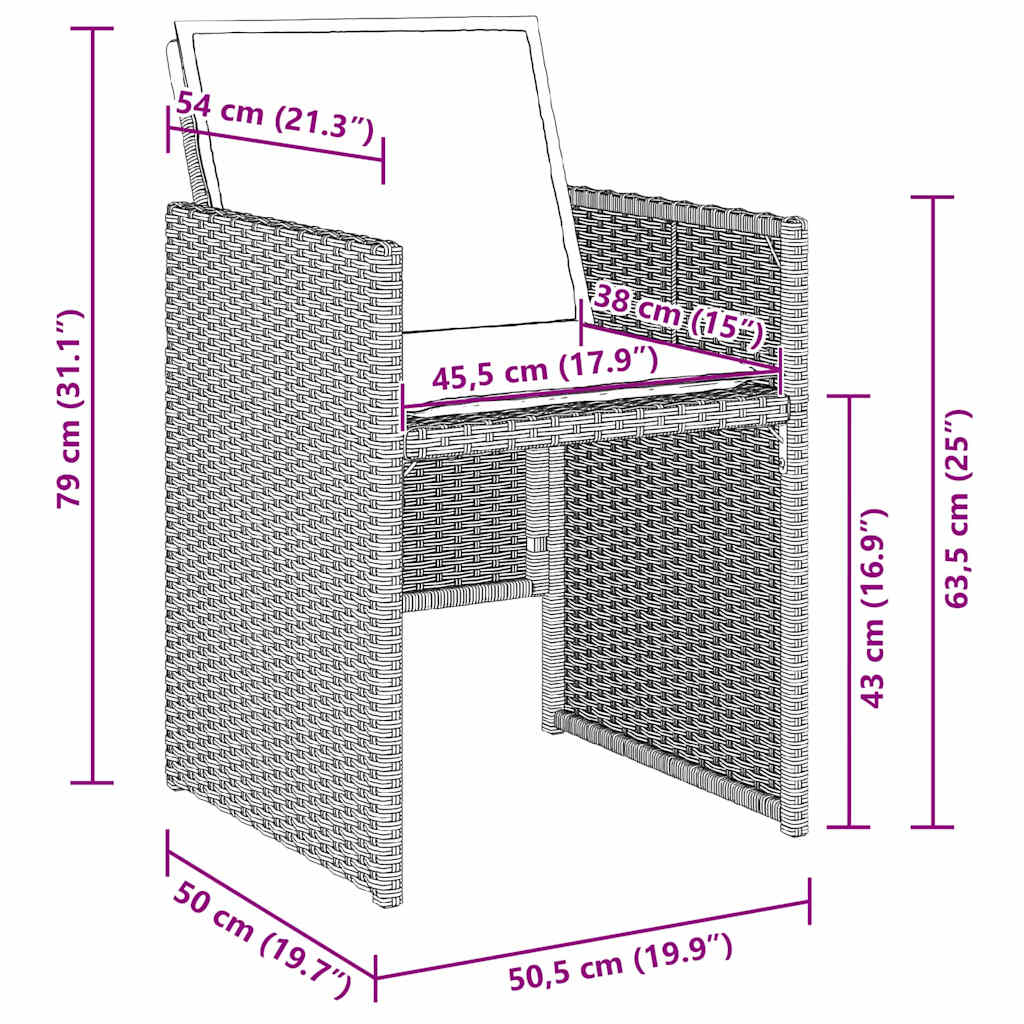 vidaXL Garden Dining Set 9 pcs Light Grey Poly Rattan