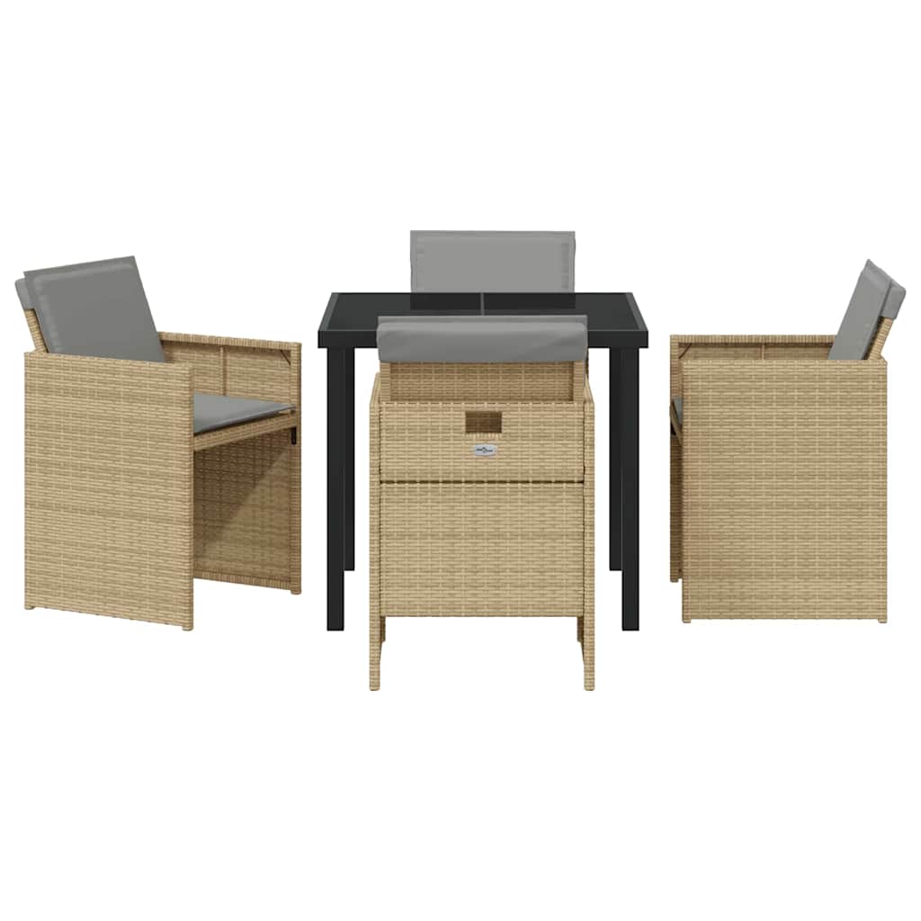 vidaXL Garden Dining Set 5 pcs Beige Poly Rattan