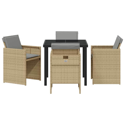 vidaXL Garden Dining Set 5 pcs Beige Poly Rattan