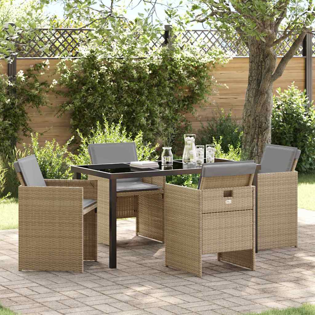 vidaXL Garden Dining Set 5 pcs Beige Poly Rattan