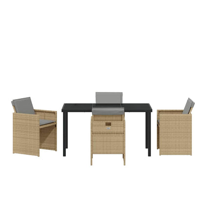 vidaXL Garden Dining Set 5 pcs Beige Poly Rattan