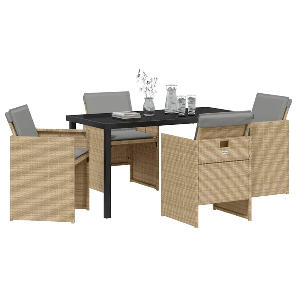 vidaXL Garden Dining Set 5 pcs Beige Poly Rattan