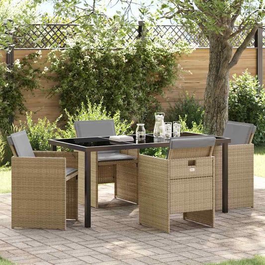 vidaXL Garden Dining Set 5 pcs Beige Poly Rattan