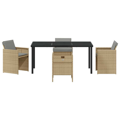 vidaXL Garden Dining Set 5 pcs Beige Poly Rattan