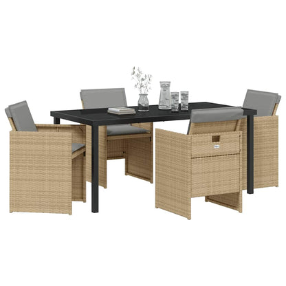 vidaXL Garden Dining Set 5 pcs Beige Poly Rattan