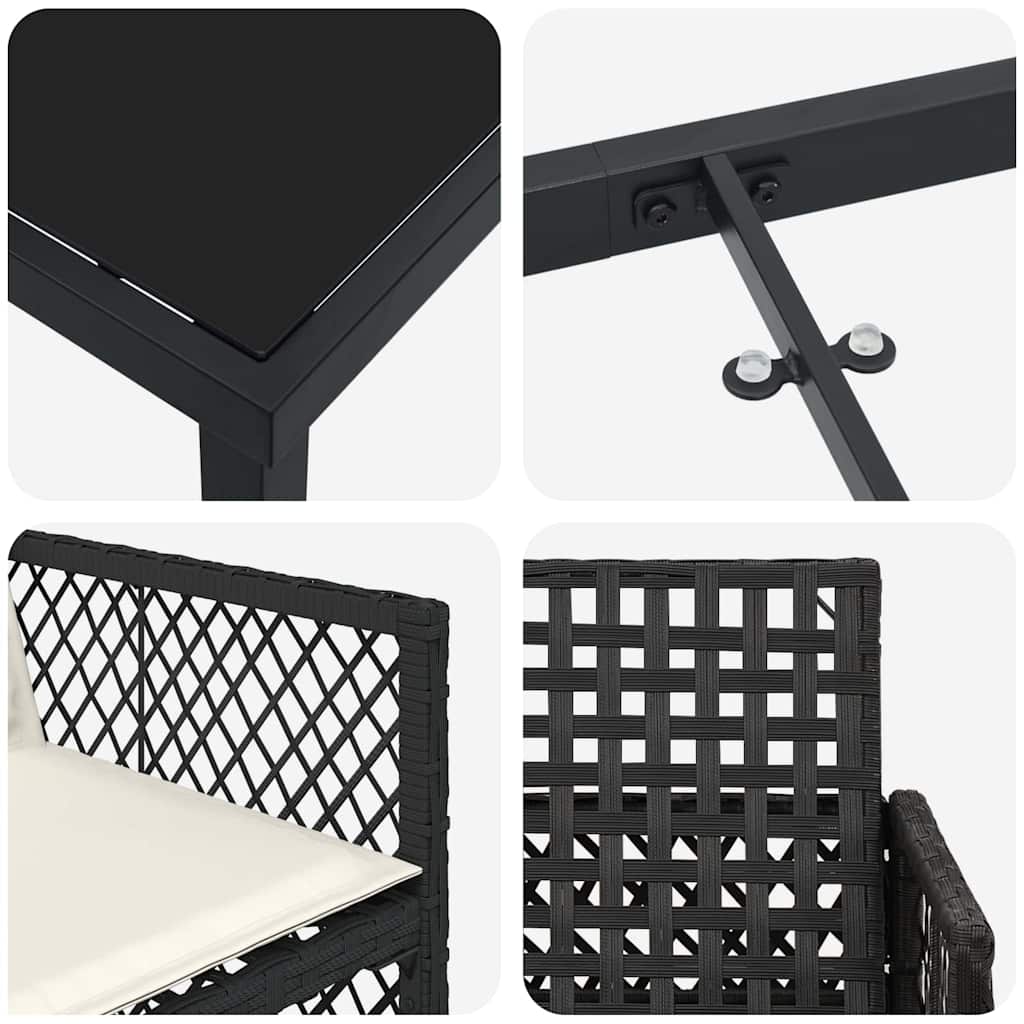 vidaXL Garden Dining Set 5 pcs Black Poly Rattan