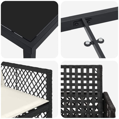 vidaXL Garden Dining Set 5 pcs Black Poly Rattan