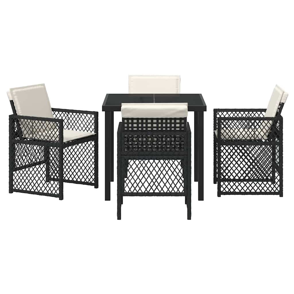 vidaXL Garden Dining Set 5 pcs Black Poly Rattan