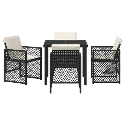 vidaXL Garden Dining Set 5 pcs Black Poly Rattan
