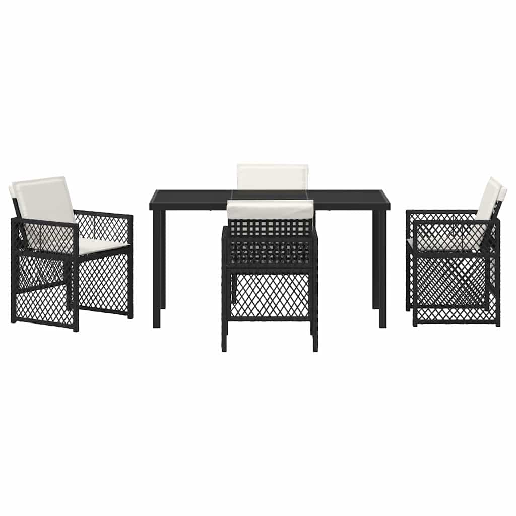 vidaXL Garden Dining Set 5 pcs Black Poly Rattan