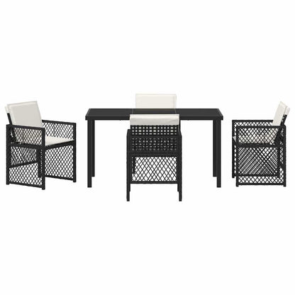vidaXL Garden Dining Set 5 pcs Black Poly Rattan