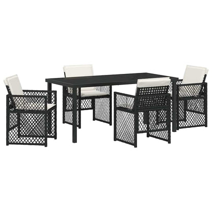 vidaXL Garden Dining Set 5 pcs Black Poly Rattan