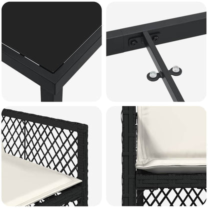 vidaXL Garden Dining Set 9 pcs Black Poly Rattan