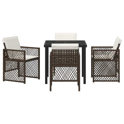 vidaXL Garden Dining Set 5 pcs Brown Poly Rattan