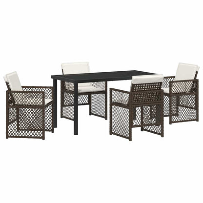 vidaXL Garden Dining Set 5 pcs Brown Poly Rattan