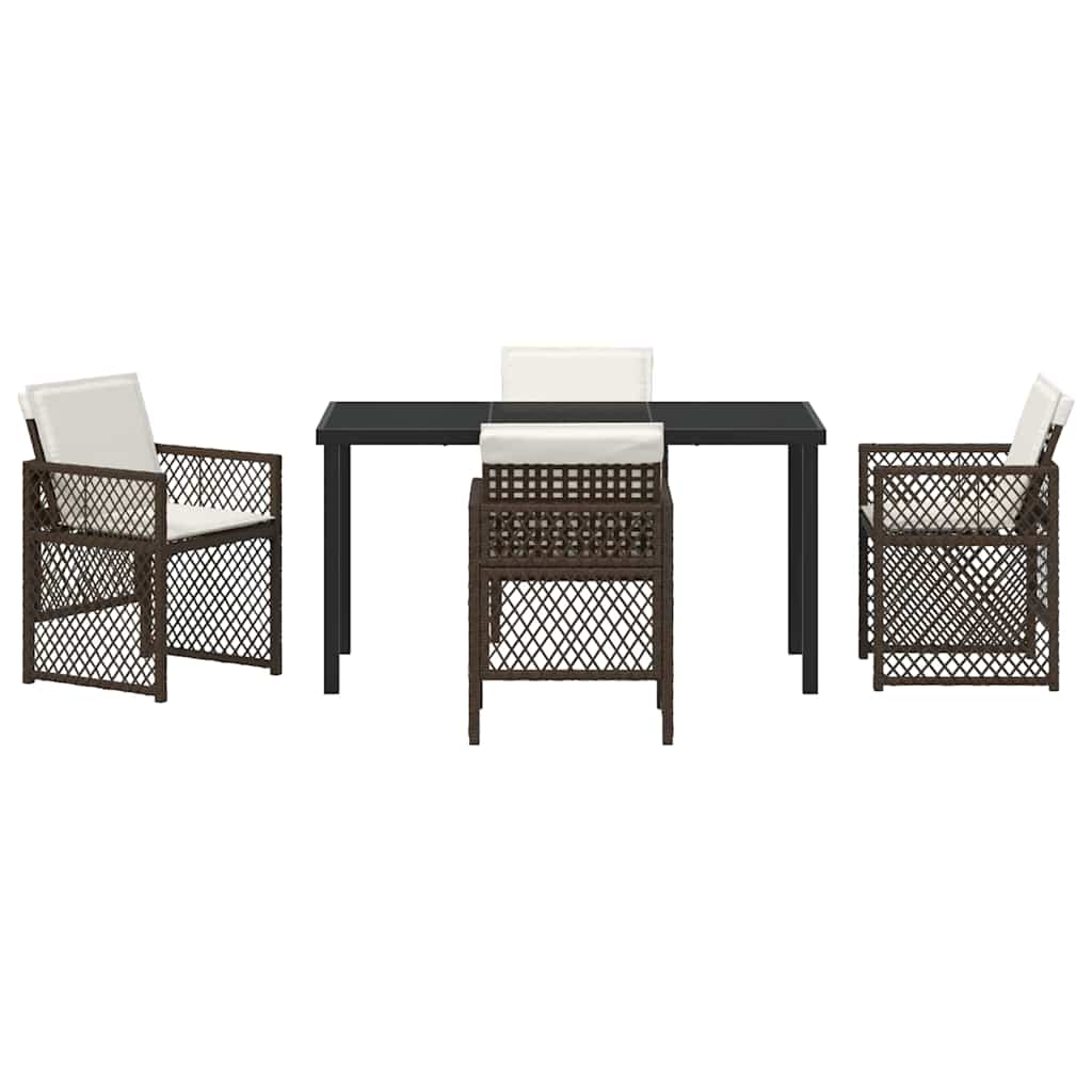 vidaXL Garden Dining Set 5 pcs Brown Poly Rattan