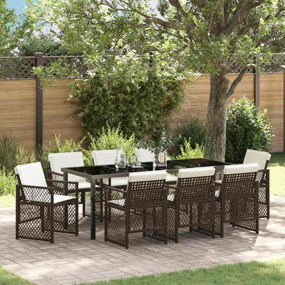 vidaXL Garden Dining Set 9 pcs Brown Poly Rattan