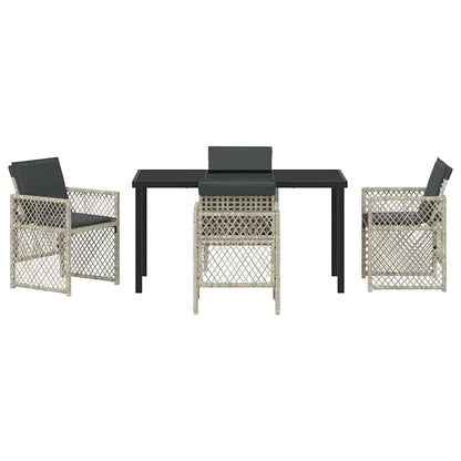 vidaXL Garden Dining Set 5 pcs Light Grey Poly Rattan