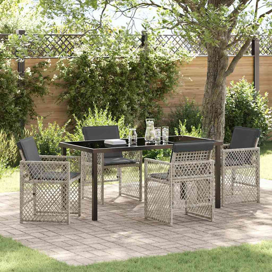 vidaXL Garden Dining Set 5 pcs Light Grey Poly Rattan