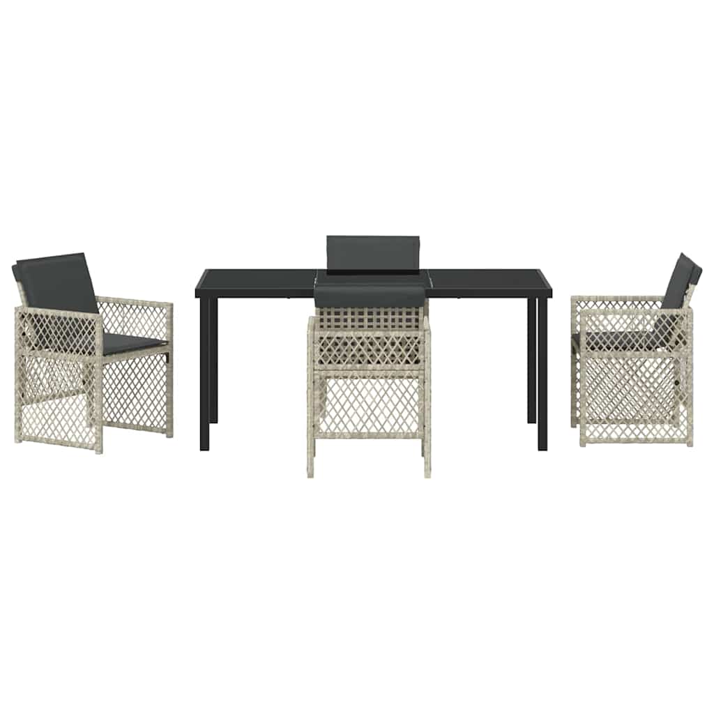 vidaXL Garden Dining Set 5 pcs Light Grey Poly Rattan