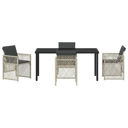 vidaXL Garden Dining Set 5 pcs Light Grey Poly Rattan