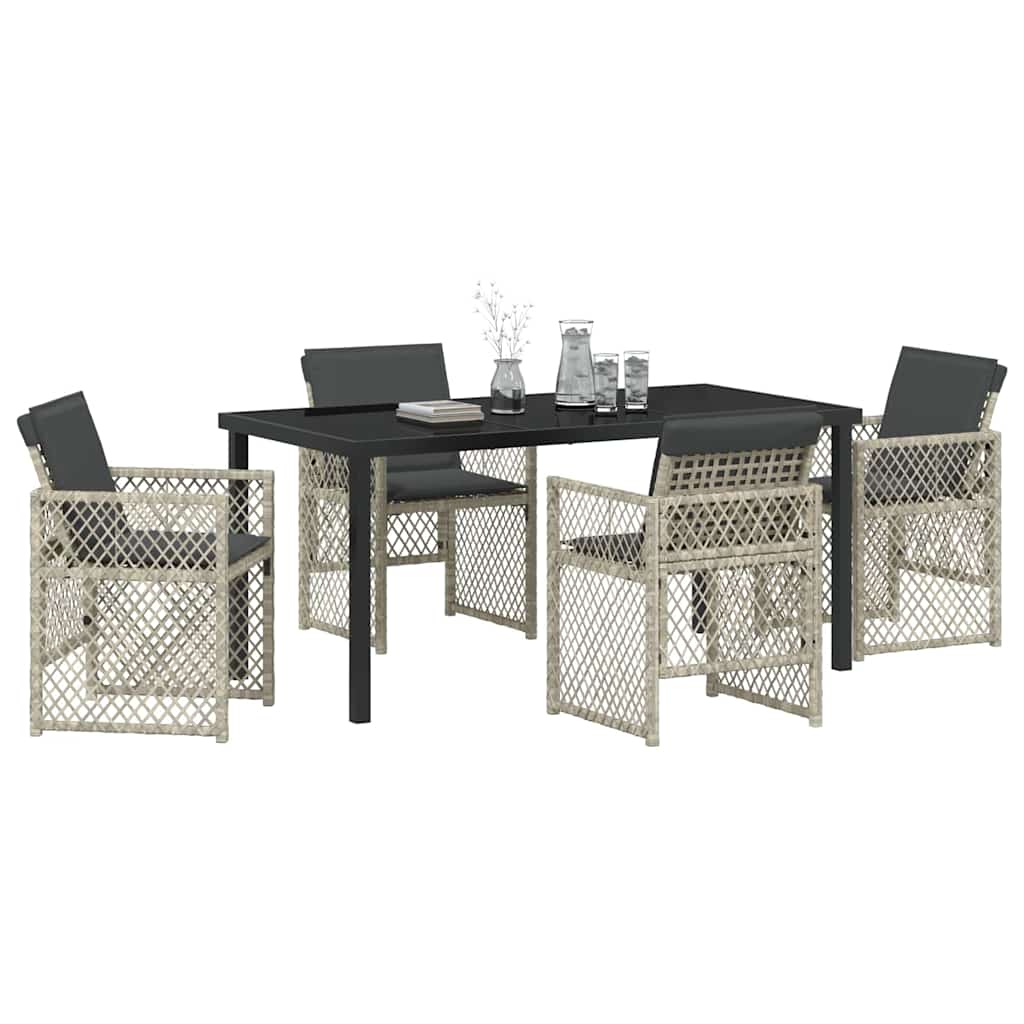 vidaXL Garden Dining Set 5 pcs Light Grey Poly Rattan