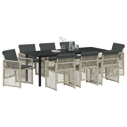 vidaXL Garden Dining Set 9 pcs Light Grey Poly Rattan