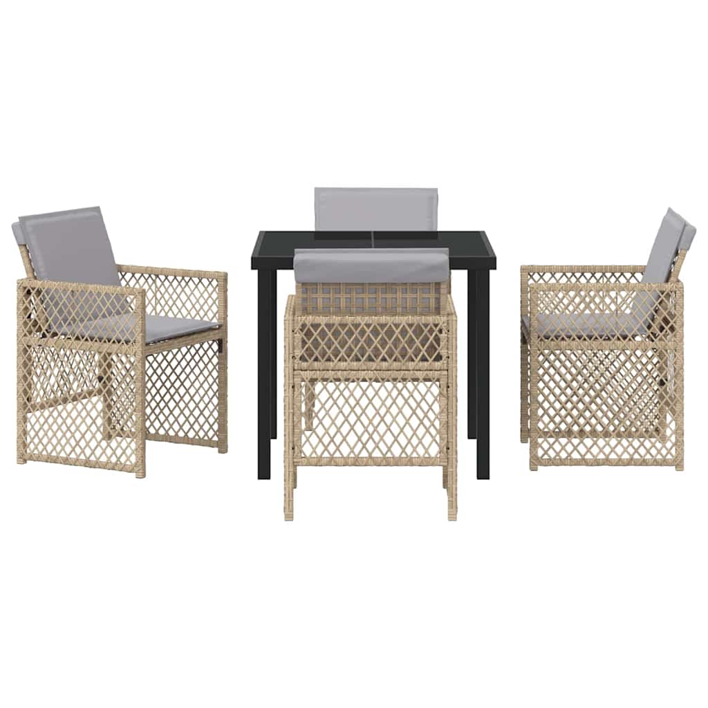 vidaXL Garden Dining Set 5 pcs Beige Poly Rattan