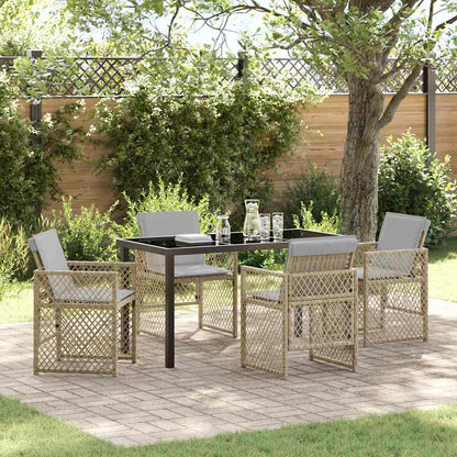 vidaXL Garden Dining Set 5 pcs Beige Poly Rattan