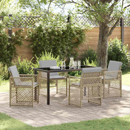 vidaXL Garden Dining Set 5 pcs Beige Poly Rattan