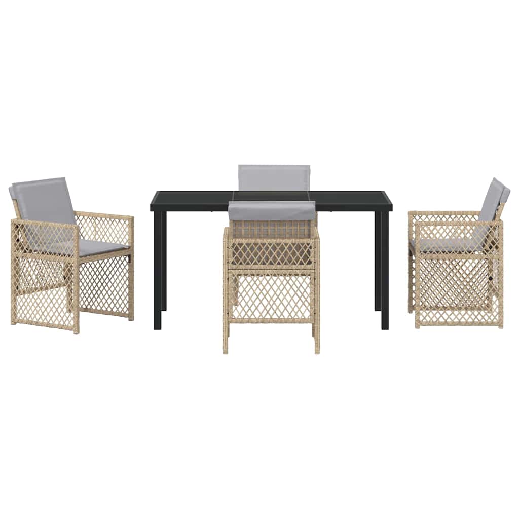 vidaXL Garden Dining Set 5 pcs Beige Poly Rattan